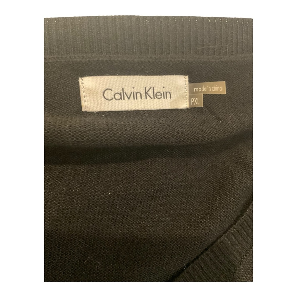 Calvin Klein Dress Women’s Black Sweater Knit Knee Tiered Fringe Dress Size PXL - Picture 6 of 12